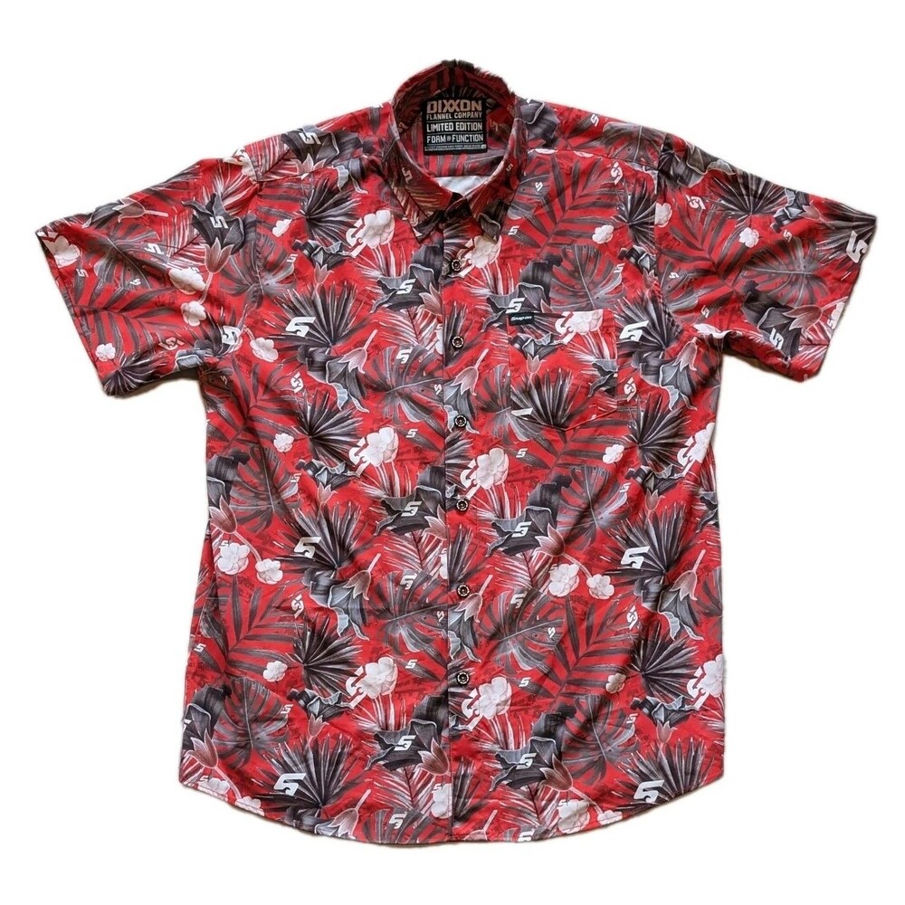 DIXXON Limited Edition Snap On Tools Hawaiian Shirt Men's LARGE Red Floral.
